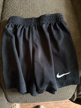 Nike Black Athletic Mesh Kids Shorts with White Swoosh